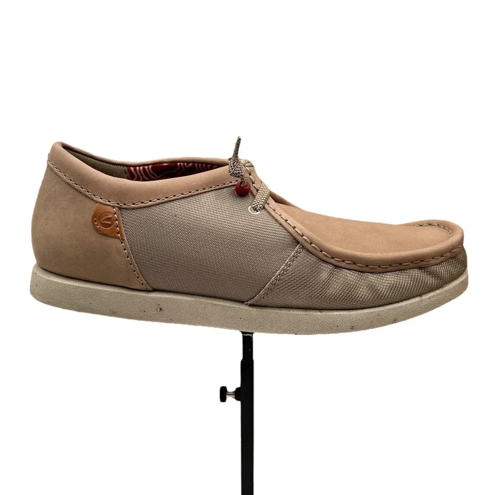 Clarks Mens Shacrelite Moc Leather Casual Shoe Size 10.5 Beige-Tan Slip-on Style